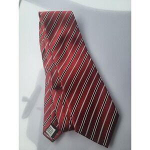 Geoffrey beene‎ red gray black diagonal stripe silk tie